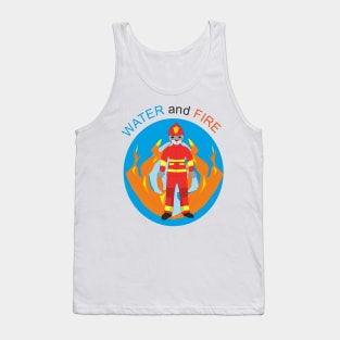 Firefighter cat_water and fire Tank Top